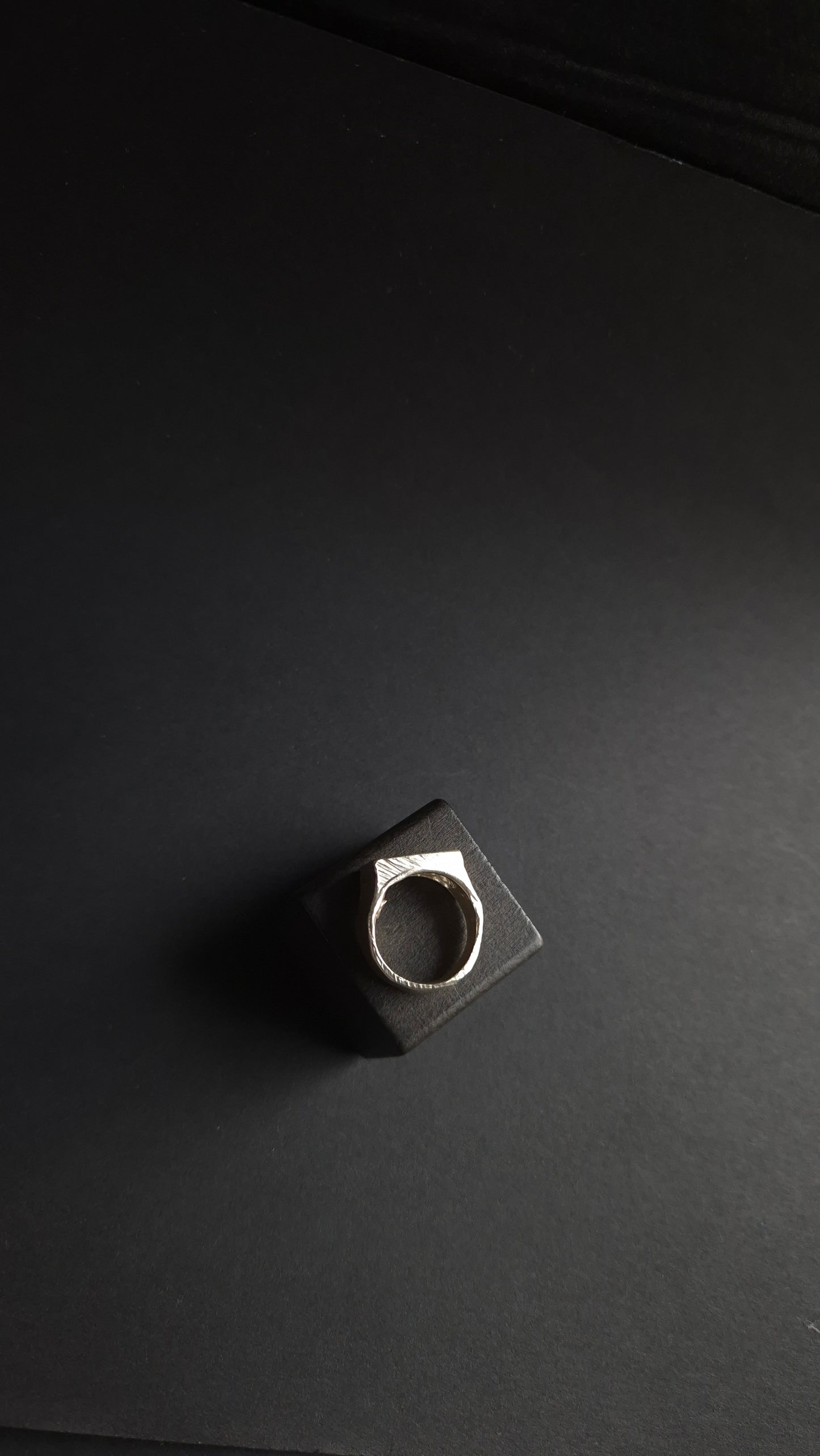 Sculptural silver flat-top signet ring