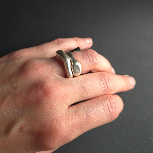 Sculptural silver blob ring