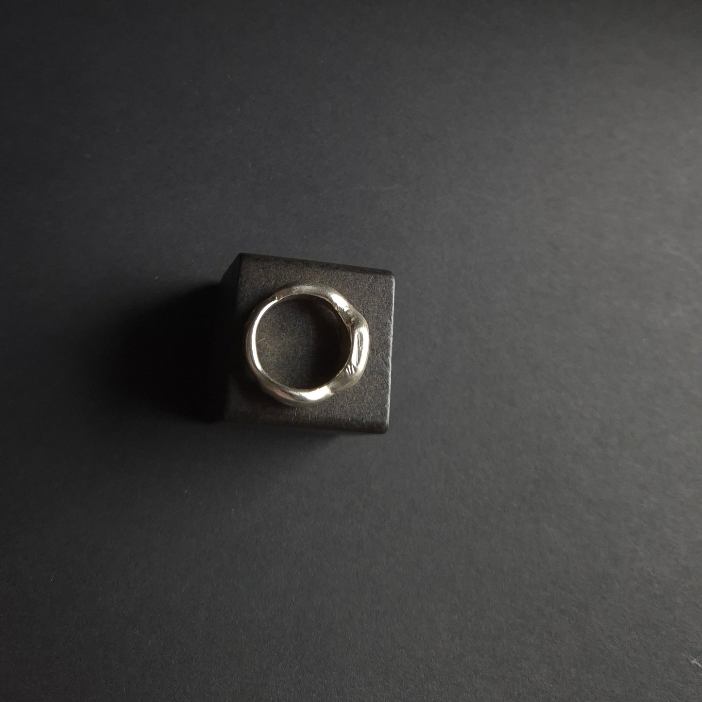 Sculptural silver blob ring