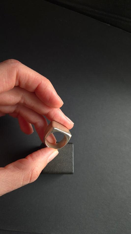 Wide signet-style silver ring