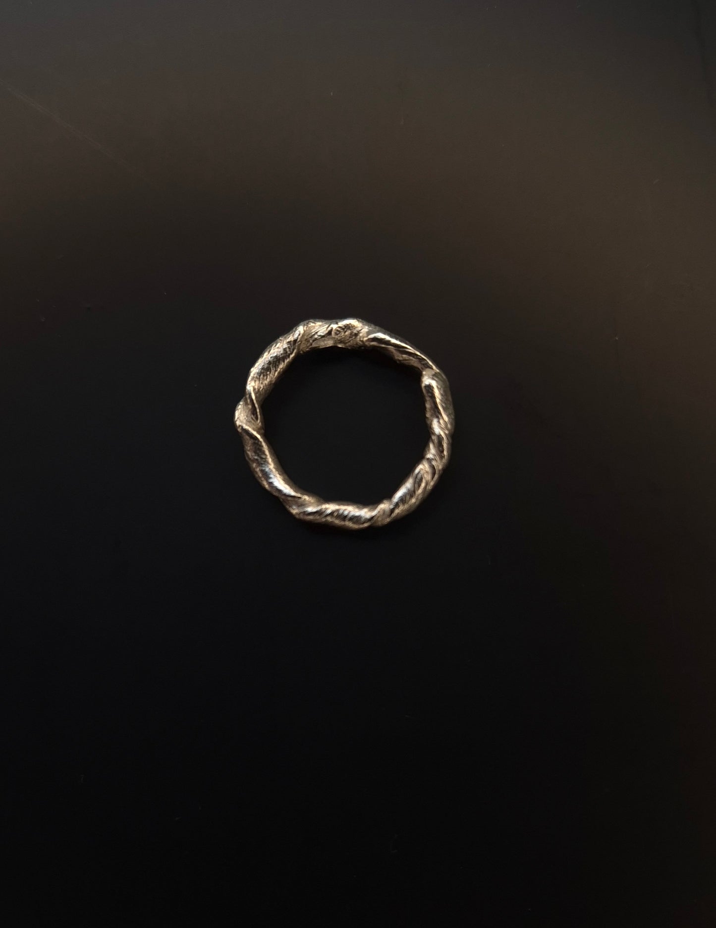 Textural twisted silver ring n°022 size 49