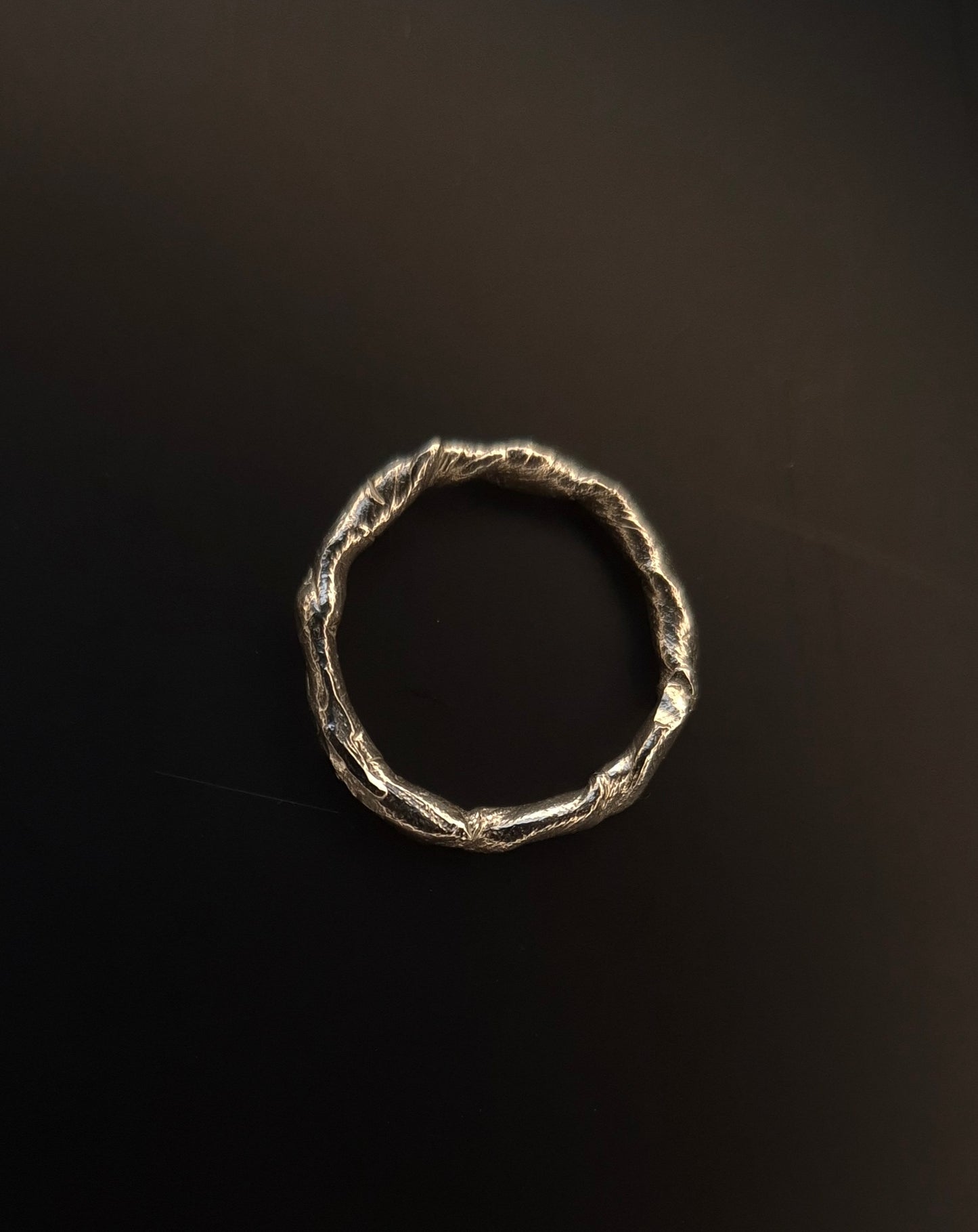 Textural twisted silver ring n°026 size 52