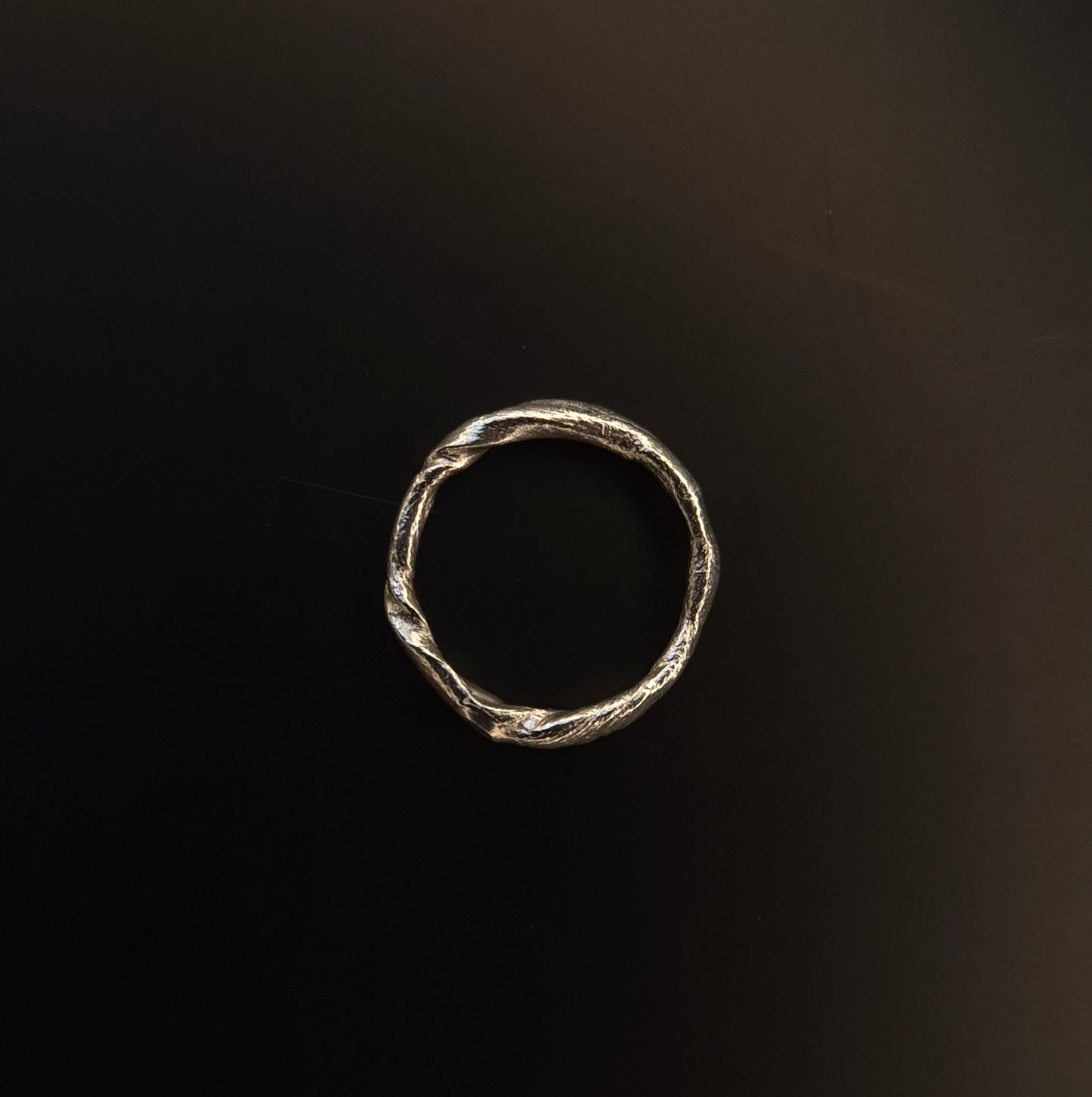 Textural twisted silver ring n°027 size 52