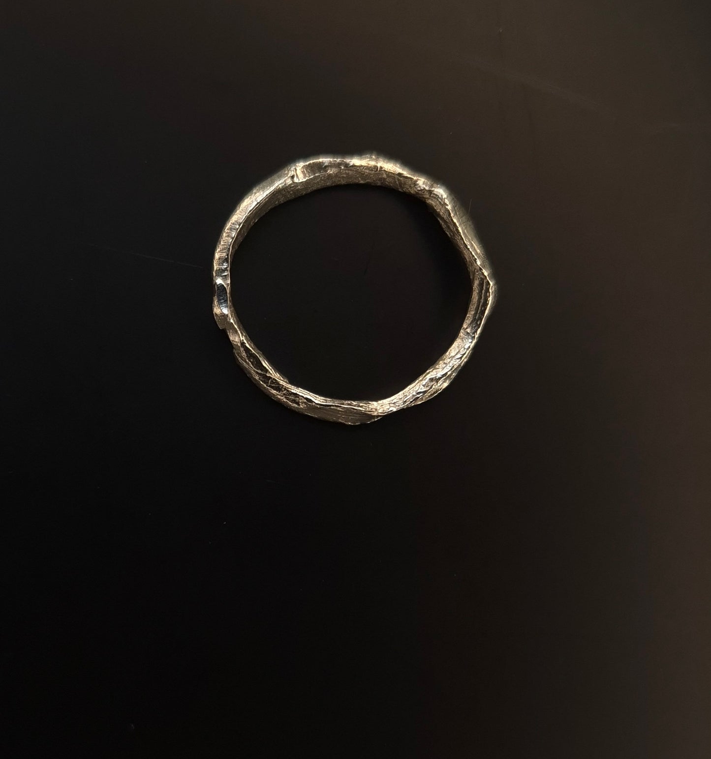 Textural twisted silver ring n°030 size 57