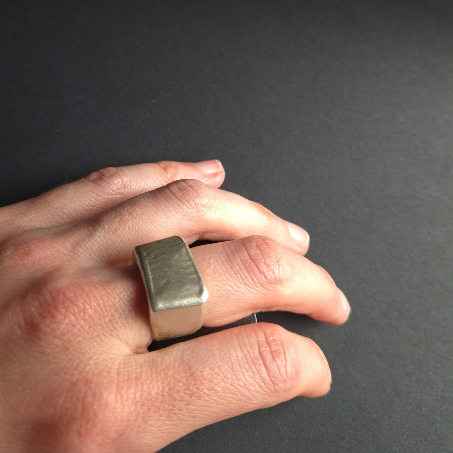 Wide signet-style silver ring
