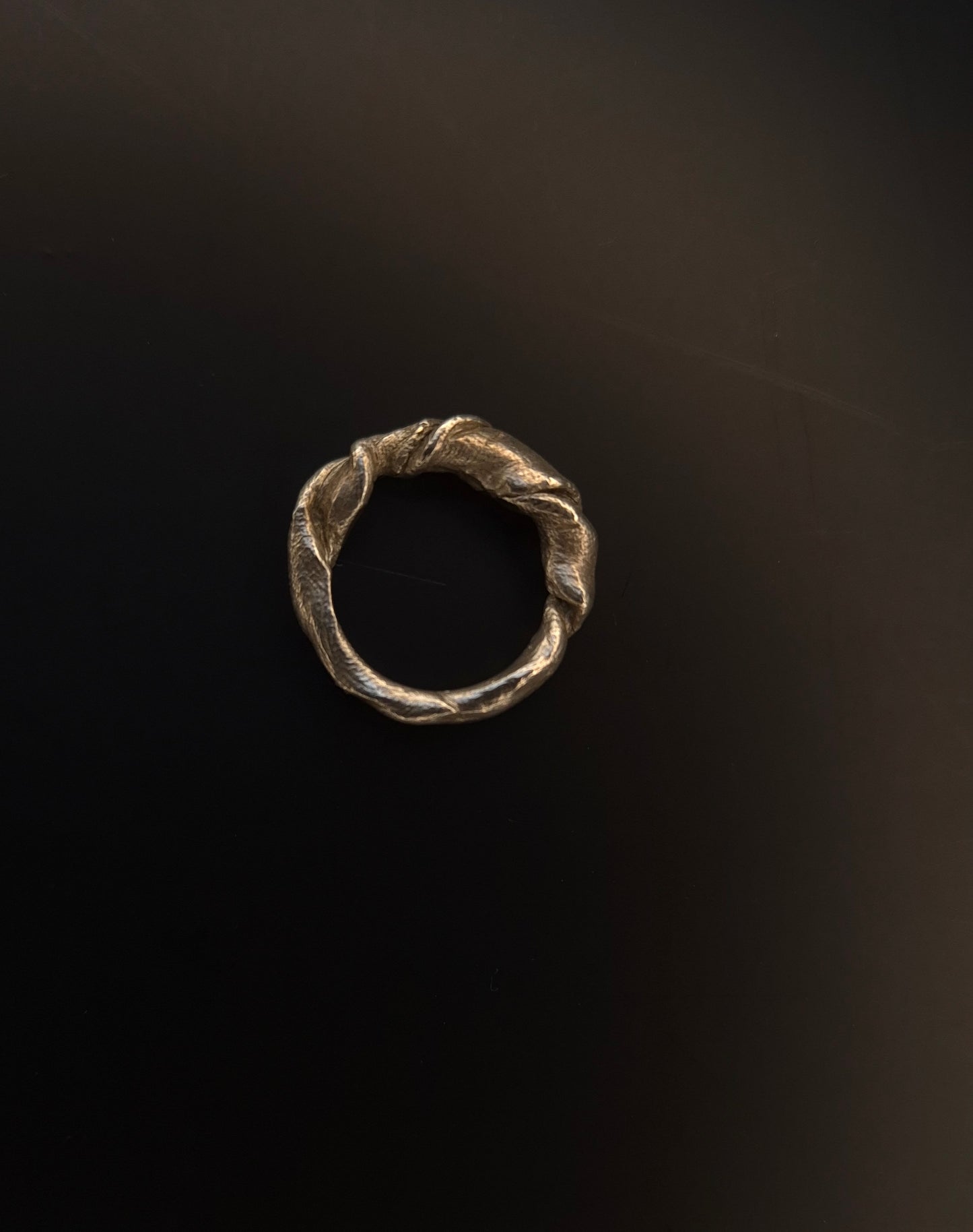 Textural twisted silver ring n°022 size 49