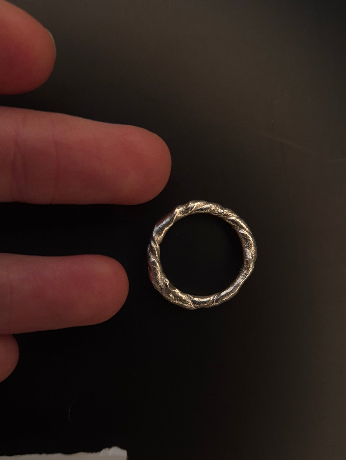 Textural twisted silver ring n°025 size 52
