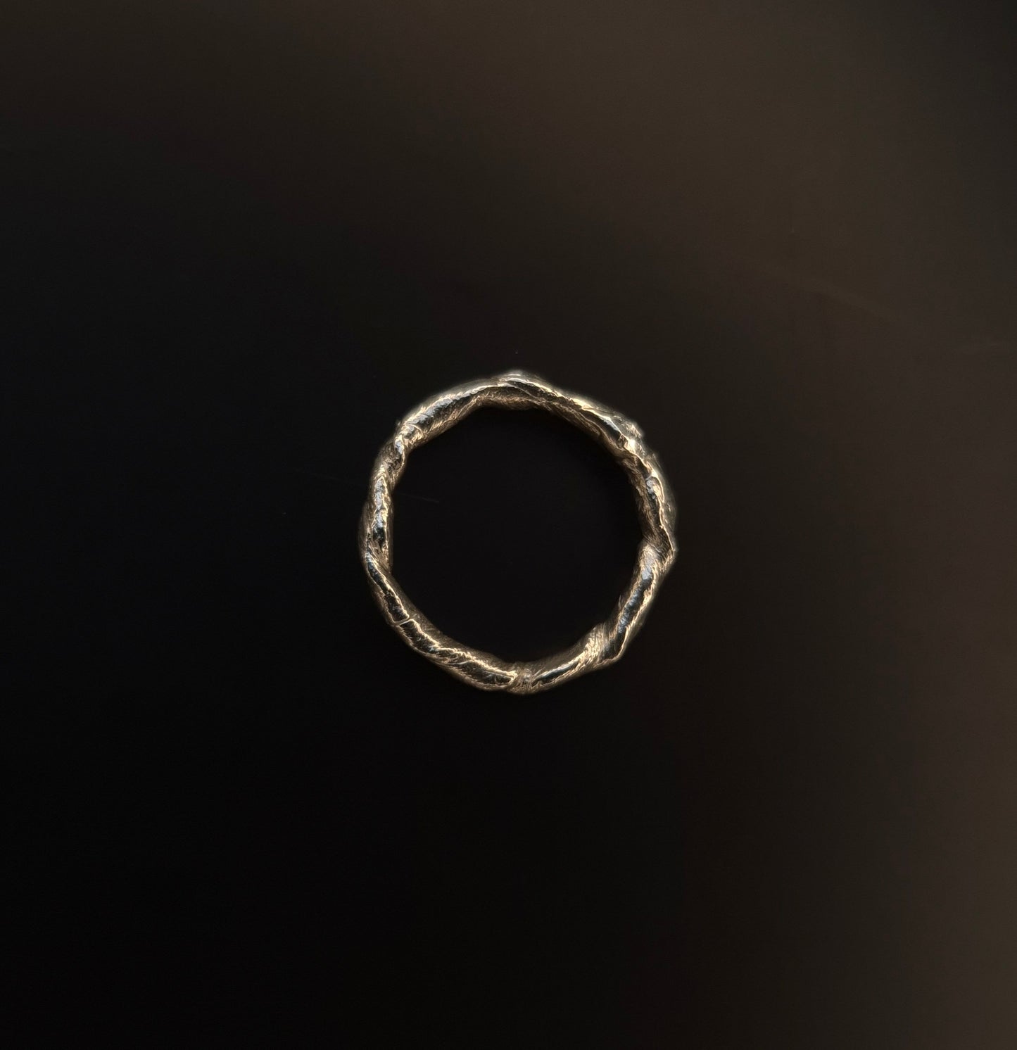 Textural twisted silver ring n°026 size 52