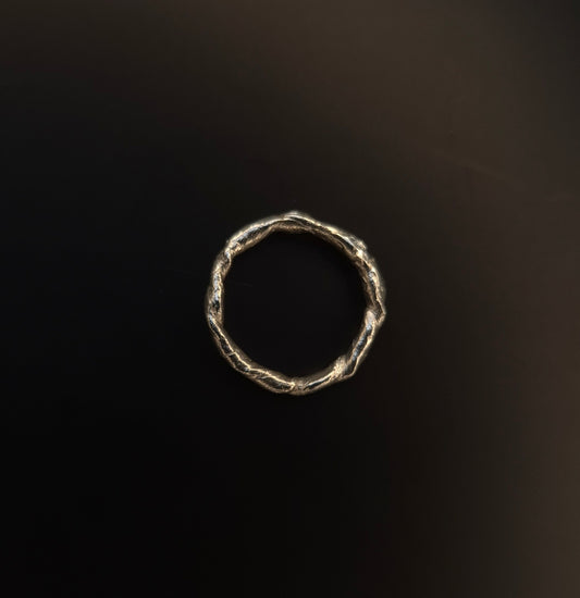 Textural twisted silver ring n°026 size 52