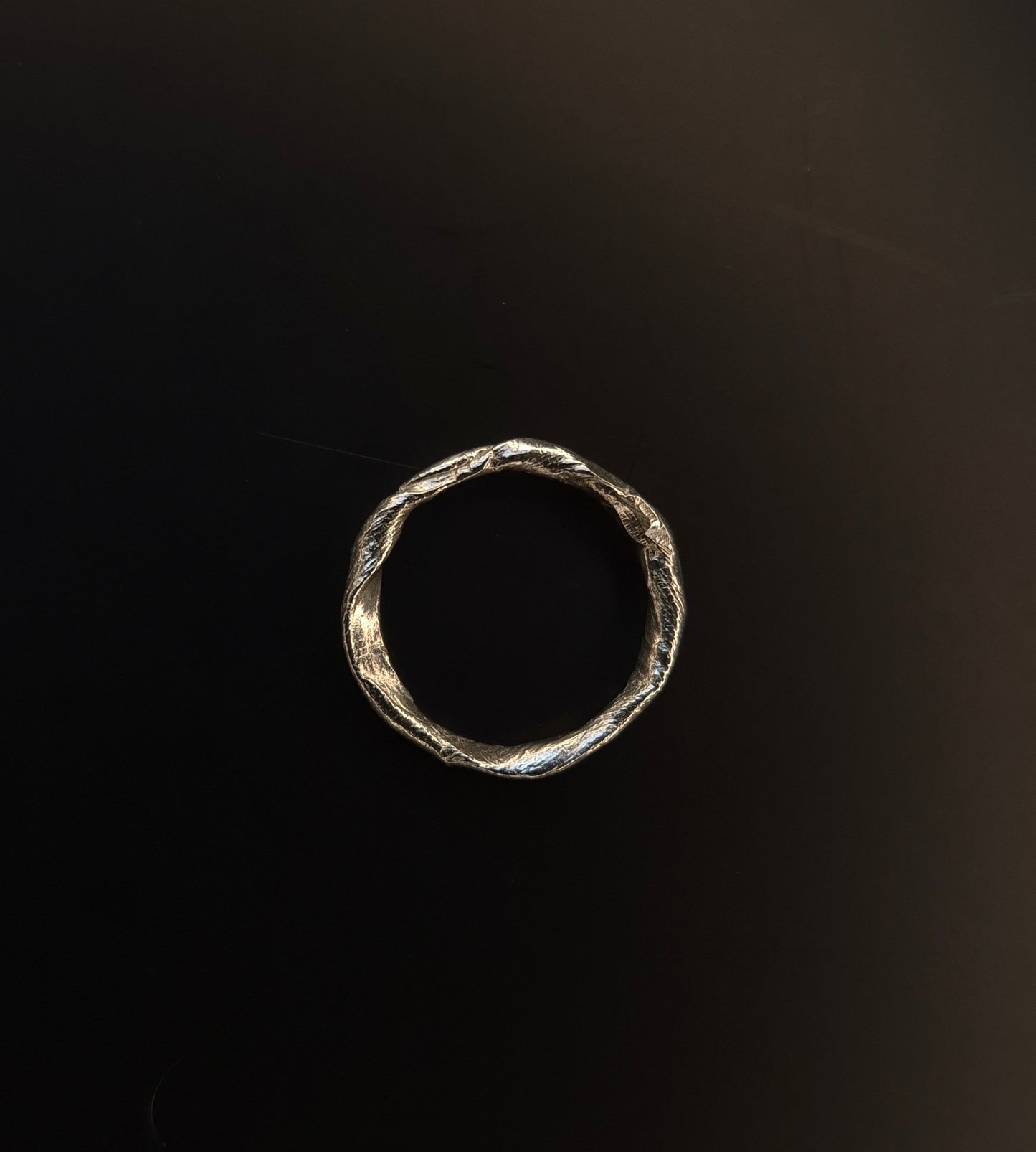 Textural twisted silver ring n°027 size 52
