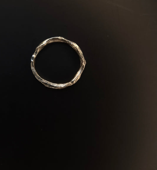 Textural twisted silver ring n°029 size 55