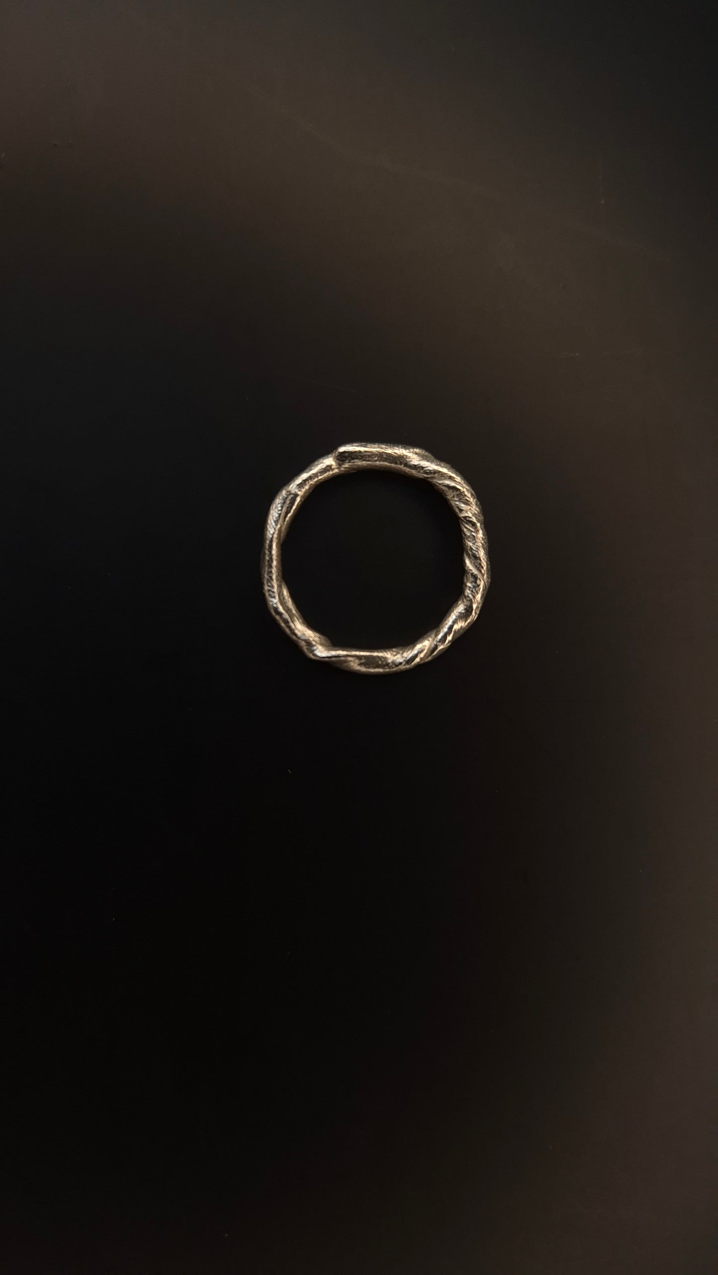 Textural twisted silver ring n°029 size 55