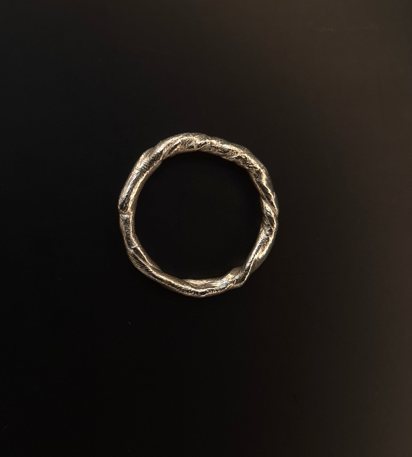 Textural twisted silver ring n°029 size 55