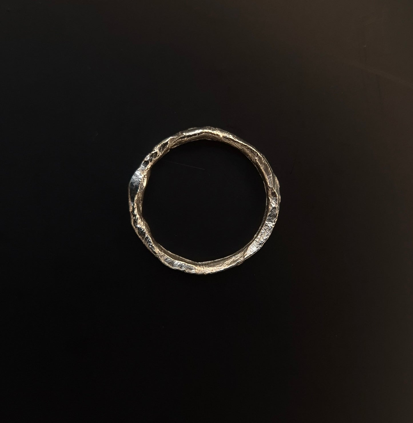 Textural square profile silver ring n°033 size 55